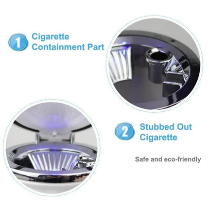 Diamond Facets Car Ashtray With LED Light For Clean On The Go - compact ABS iron car ashtray with sealed lid and interior LED for cigarette containment