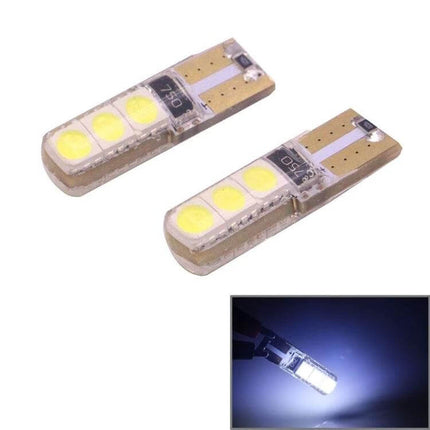 Ice Blue Vehicle LED Bulbs for Turn Signals and Brake Lights - compact 3-LED wedge replacement showing bright cool white output