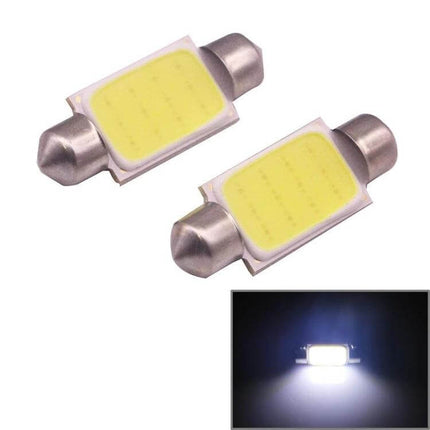 Two Pack 39mm White LED License Plate Reading Lights - two compact white LED bulbs, plug-and-play replacement for clear night-time plate illumination