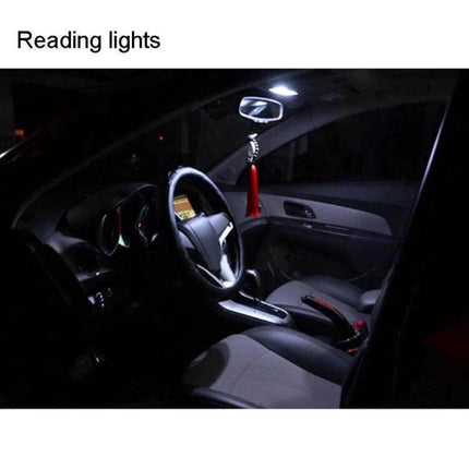 Two Pack 39mm White LED License Plate Reading Lights shown illuminating a vehicle interior and license area for clear nighttime visibility