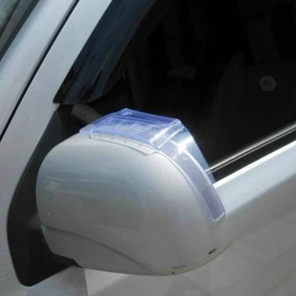 Durable Flexible Rain Shields for Car Rearview Mirrors, 2 Pack installed on car side mirror to deflect water and improve visibility
