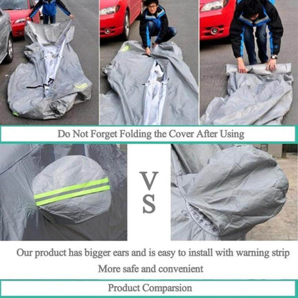 PEVA Waterproof Car Cover for Sedans Up to 191 Inches demonstration showing folding, reflective warning strip and easy installation