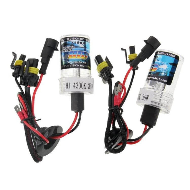 H1 HID Xenon Headlight Waterproof Lamp for Night Driving shown as waterproof H1 xenon bulb kit with wiring harness for improved night visibility