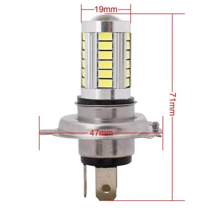 H4 LED Car Light Bulb For Parking, Turn Signals, And Back Up Lights compact H4 dual‑filament LED bulb with dimensions 19x71x47mm