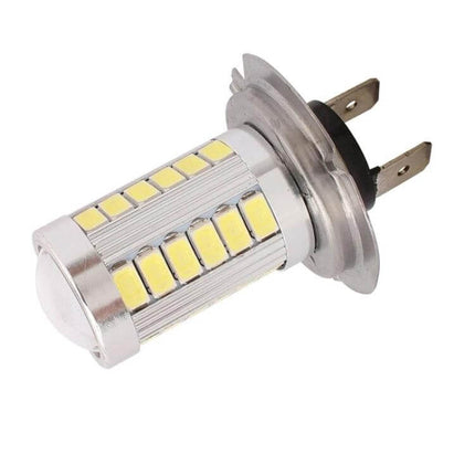 H7 LED Car Light Bulb For Brake And Turn 6500K White 12V 2-Pack close-up of silver LED bulb with multiple SMD chips for sedan SUV parking and turn lights
