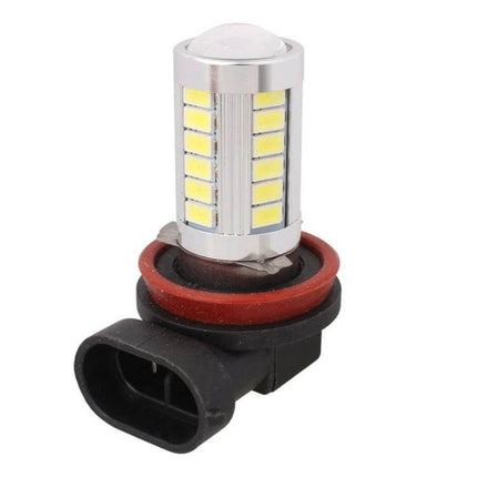 H11 LED Car Light Bulbs 6500K White For Parking, Turn Signals, Reverse Lights - silver LED SMD bulb with red gasket and black H11 base