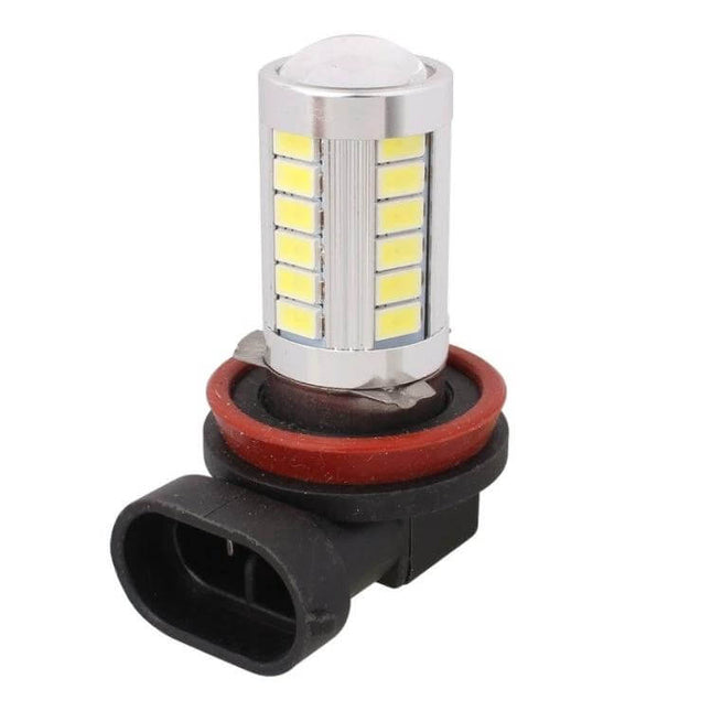 H11 LED Car Light Bulbs 6500K White For Parking, Turn Signals, Reverse Lights - silver LED SMD bulb with red gasket and black H11 base
