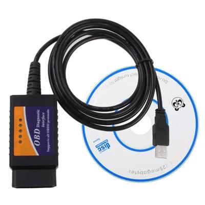 ELM327 Tool for Everyday Vehicle Maintenance Checks USB OBD-II cable and software CD for laptop vehicle diagnostics
