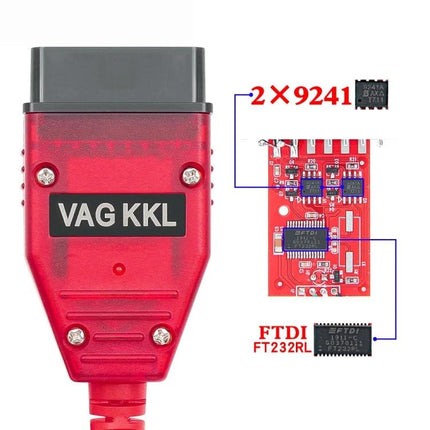 USB Cable for Everyday VW and Audi Vehicle Diagnostics red VAG KKL OBD2 adapter for ISO9141 KWP2000 engine code reads