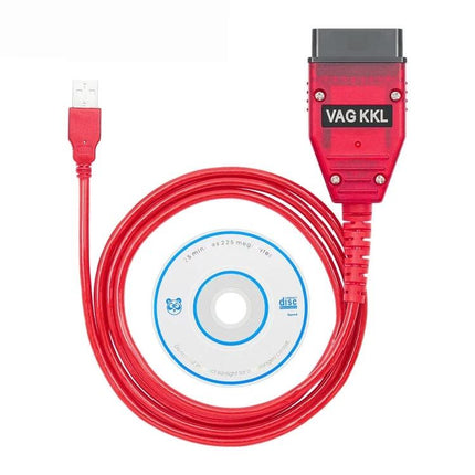 USB Cable for Everyday VW and Audi Vehicle Diagnostics - red VAG KKL OBD2 USB cable with software CD for home engine fault code reading