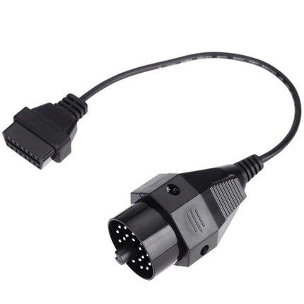 Adapter Cable for Routine BMW and Porsche Vehicle Checks connecting 20-pin BMW/Porsche plug to standard OBD2 scanner for home diagnostics