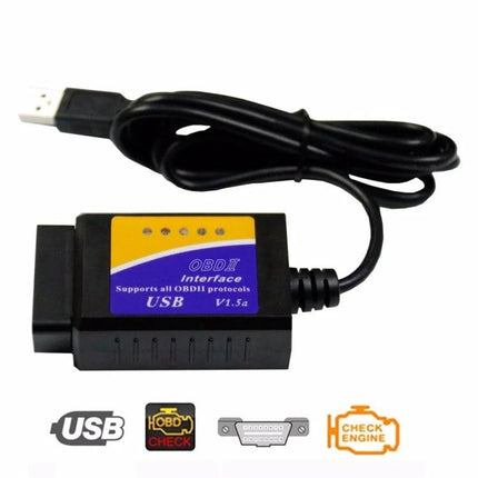 USB Scanner for Routine Vehicle Maintenance at Home - USB OBDII diagnostic cable connecting vehicle to PC for checking engine codes