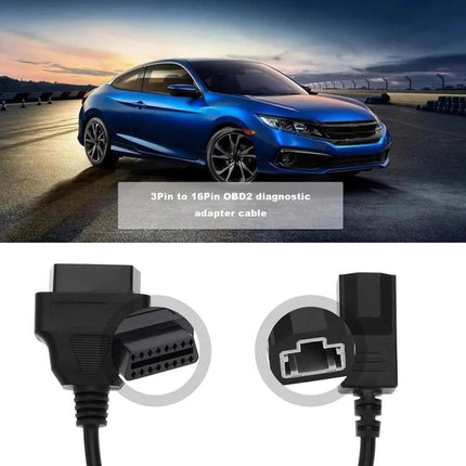 Adapter for Connecting OBD Tools in Honda Vehicles - 3-pin to 16-pin OBD2 diagnostic adapter cable for older Honda models