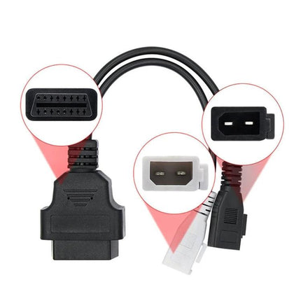 OBDII Cable for Everyday Audi Vehicle Maintenance - black OBDII adapter cable with 16-pin connector and spare power plugs for Audi diagnostics