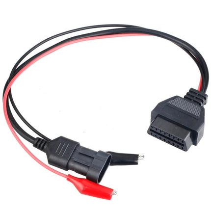 OBD Diagnostic Cable for Fiat Vehicle Maintenance Checks - 3-pin to 16-pin cable with alligator clips for Fiat OBD port troubleshooting