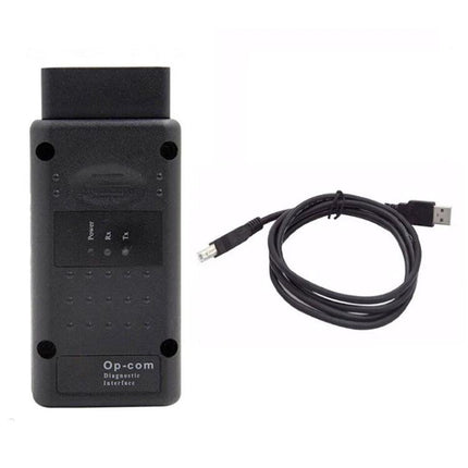 OP-COM Interface for Everyday Opel Car Maintenance Checks - black OBD2 diagnostic adapter with USB cable for home Opel troubleshooting