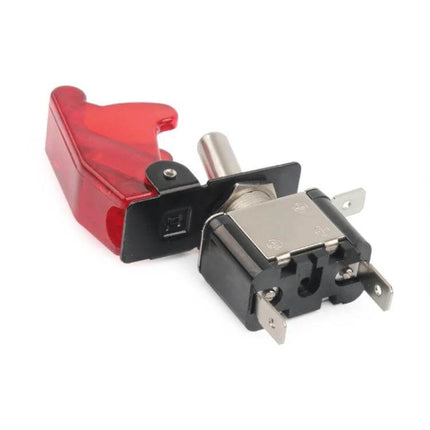 Flip Cover Nitrous Arming Switch for Vehicles with Green LED Indicator - 12V flip cover switch with protective red guard, compact dashboard mount