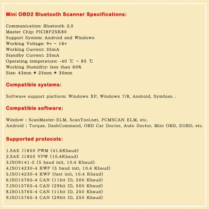 HH Diagnostic Device for Everyday Car Maintenance Checks - compact OBD-II Bluetooth scanner specs and compatible systems