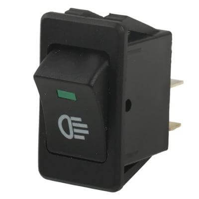 Car Fog Light Switch Replacement Universal Fit For Cars - black rectangular rocker switch with fog light icon and green indicator, direct replacement