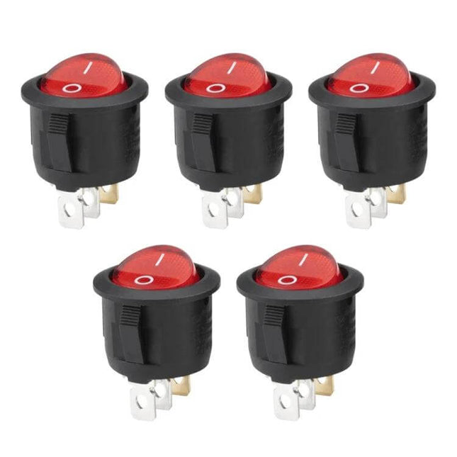 DIY Rocker Switch for Racing Sport 10 Pack Vehicle Use - 12V red illuminated round rocker switches for automotive and racing DIY auxiliary control