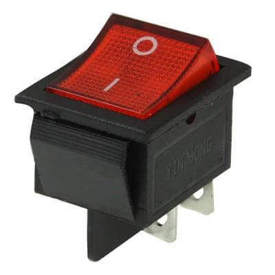 Red Light Off-On Rocker Switch for Racing Vehicles - DC 12V red indicator, 35x35x28mm compact 5-pack for race cars, go-karts, accessories