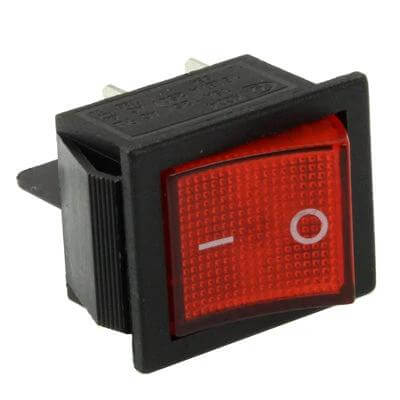 Red Light Off-On Rocker Switch for Racing Vehicles - 5-pack DC 12V compact 35x35x28mm with visible red indicator light for auxiliary power