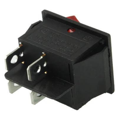 Red Light Off-On Rocker Switch for Racing Vehicles - DC 12V 35x35x28mm 5-pack with visible red indicator for auxiliary power and lighting