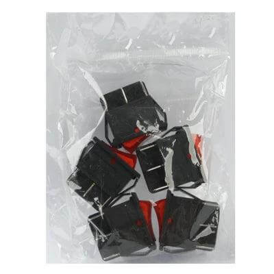 DIY Red Light Off-On Rocker Switch 12V Pack Of 5 For Racing - five compact red-indicator rocker switches in clear bag, 35x35x28mm each