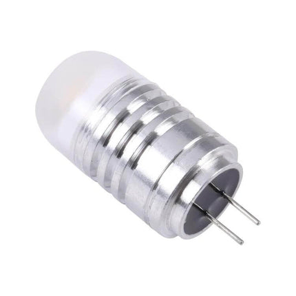 3W G4 LED Car Fog Light Bulb Direct Replacement for Halogen shown close-up of silver G4 bi-pin LED fog lamp, compact 12V plug-and-play design