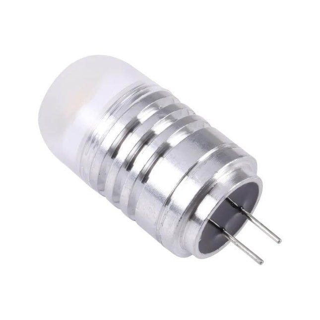 3W G4 LED Car Fog Light Bulb Direct Replacement for Halogen shown close-up of silver G4 bi-pin LED fog lamp, compact 12V plug-and-play design