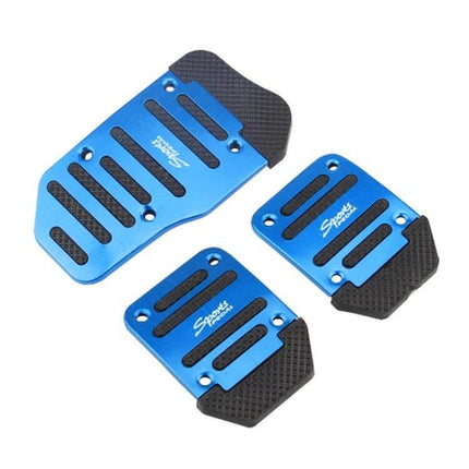 Car Universal Non-Slip Pedal For Comfortable Driving blue stainless steel three-piece set with anti-slip pads