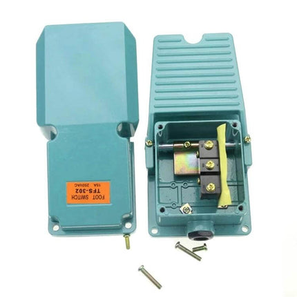 Durable Metal Foot Control Pedal Switch for Hands-Free Use metal foot pedal with removable cover showing internal switch mechanism