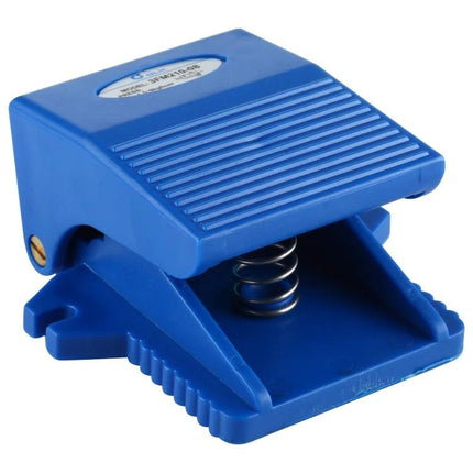 OLK Anti-Slip Foot Pedal Switch for Industrial Equipment - blue momentary hands-free foot switch with anti-slip ribbed surface