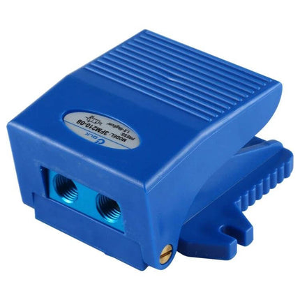 OLK Anti-Slip Foot Pedal Switch for Industrial Equipment in blue, momentary hands-free foot switch for machinery control