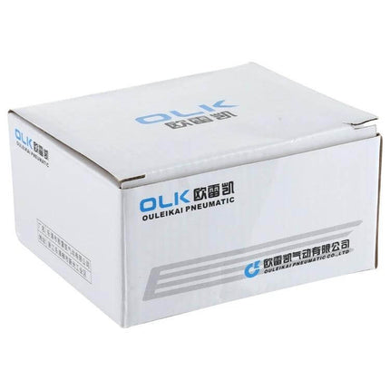 OLK Anti-Slip Foot Pedal Switch for Industrial Equipment packaged in branded OLK Ouleikai Pneumatic white box