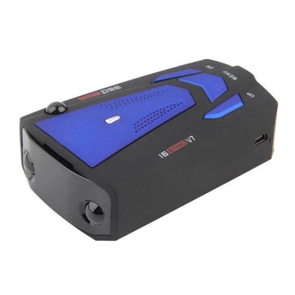 V7 Car Radar Detector for 360 Degree Speed Monitoring - compact black and blue radar detector for detecting radar and laser signals