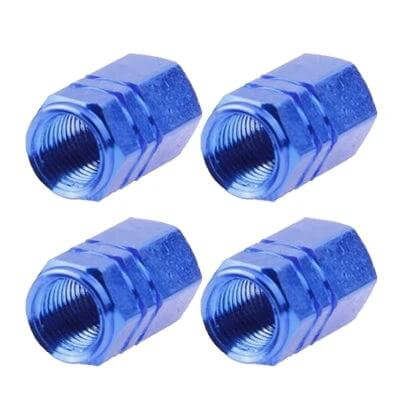 Blue Anodized Aluminum Tire Valve Stem Caps Set of 4 - blue anodized aluminum caps protect valve stems and add color