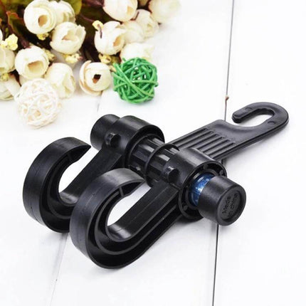 Headrest Bag Hanger for Cars With Double Hooks, Easy Access – black double-hook car headrest hanger for groceries, purses and backpacks