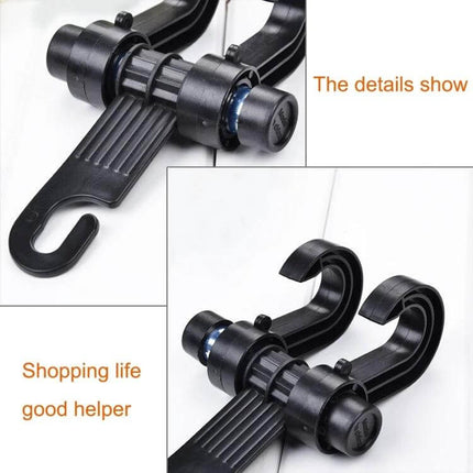 Headrest Bag Hanger for Cars With Double Hooks, Easy Access showing close-up double-hook headrest mount holding bags and preventing tipping