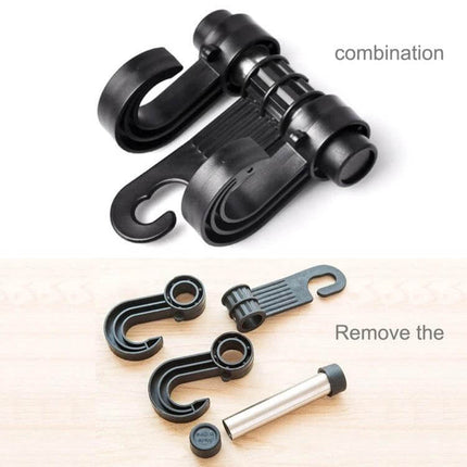 Headrest Bag Hanger for Cars With Double Hooks, Easy Access - black double-hook car headrest hanger for purses, groceries, backpacks