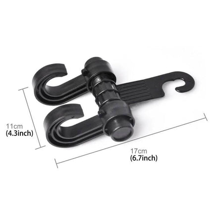 Headrest Bag Hanger for Cars With Double Hooks, Easy Access - black double-hook car headrest hanger for bags and purses (17cm x 11cm)