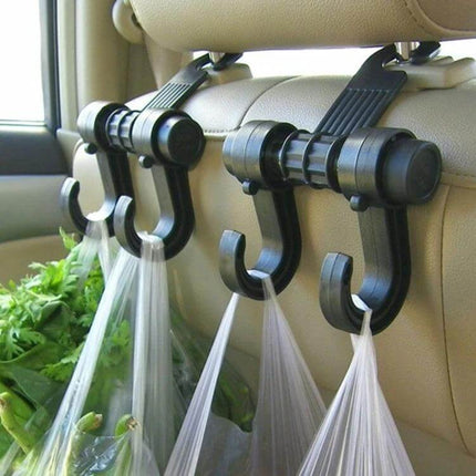 Headrest Bag Hanger for Cars With Double Hooks, Easy Access hanging groceries and bags on car headrest to keep cabin tidy
