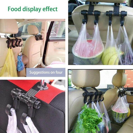 Headrest Bag Hanger for Cars With Double Hooks, Easy Access - car headrest hooks holding grocery bags and purses to keep cabin neat