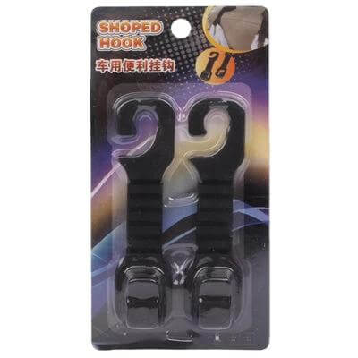 Plastic Car Seat Back Bottle And Bag Holder Hook For Backseat Use - pair of black plastic seatback hooks for bottles and bags