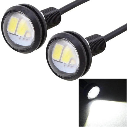 Eagle Eye White LED Daytime Running Light 2 Pack For Vehicles - compact bright dual LED puck lights for daytime running, backup, fog and license plate illumination