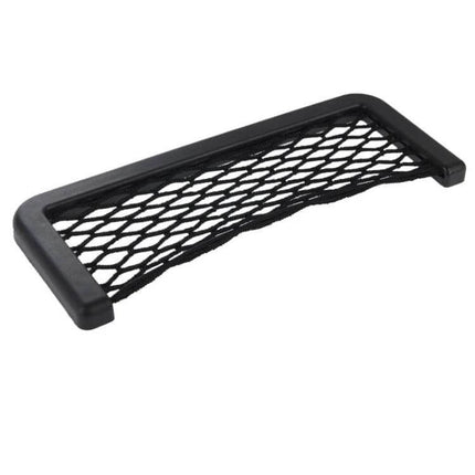 Elastic Car Net Storage Pocket with Adhesive, 20cm x 8cm - black elastic mesh pocket for dashboard or center console storage