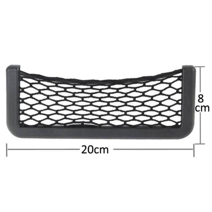 Elastic Car Net Storage Pocket with Adhesive, 20cm x 8cm - black elastic car dashboard pocket with 3M adhesive for phone keys small items
