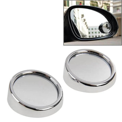 Set of 2 Black Wide Angle Adjustable Car Rear View Mirrors showing two small convex blind spot mirrors and one mounted on car side mirror