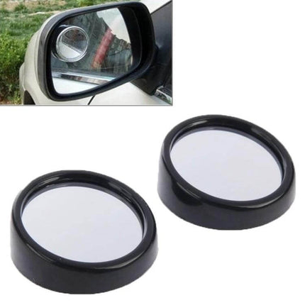 Set of 2 Black Wide Angle Adjustable Car Rear View Mirrors attached to side mirror showing convex 175R curvature to reduce blind spots