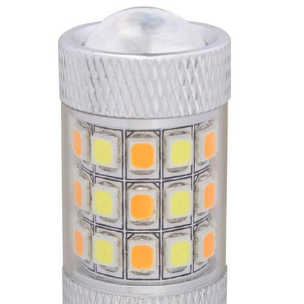 White and Amber LED Car Light Bulb for Parking and Turn Signals – dual-color plug‑and‑play LED replacement with visible white parking and amber turn signal LEDs